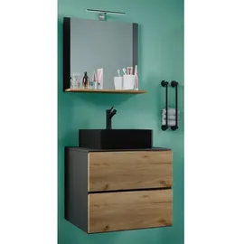 VCM 3-tlg Waschtisch Badmöbel Lendas 60 cm M Schublade