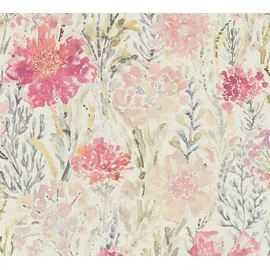A.S. Création Vliestapete A.S. CRÉATION "Aquarell Dreams Blumen-Tapete Mustertapete Aquarellfarben Blumen", bunt (weiß,bunt,rosa), B:0,53m H:0,02m L:10,05m, Vlies, Tapeten, Vliestapete Landhaus für Schlafzimmer Küche Wohnzimmer Blumen Design
