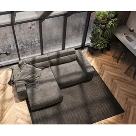 DeLife Eckcouch Mikrofaser 2-Sitzer Khakibraun