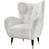 Riess-Ambiente Retro Design Sessel DON weiß Bouclé Federkern goldene Fußkappen