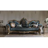 demotex gmbh Casa Padrino Luxus Barock Sofa Blau / Gold 260 x 90 x H. 125 cm - Prunkvolles Wohnzim