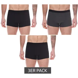 3er Pack UOMO Herren Baumwoll-Boxershorts Retro-Boxershorts Oeko-Tex zertifiziert - Standard 100 Unterwäsche 8513628 Schwarz/Grau - M