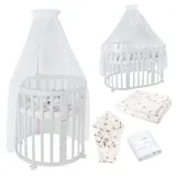Waldin Babybett OWAL Kinderbett 7in1 mit Matratze, mitwachsendes Kinder-Bett