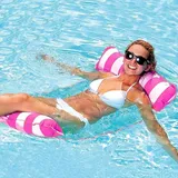 Guboom Aufblasbares Schwimmbett, 4-in-1 Wasserhängematte, Poolliegestuhl, Aufblasbare Matratze, Schwimmende Poolhängematte Für Erwachsene Und Kinder (pink)