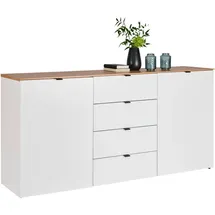 hom'in Sideboard 180 x 91 x 44 cm Weiß / Eiche Artisan