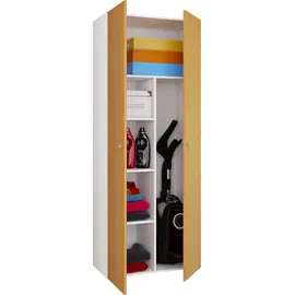 VCM Holz Besenschrank Staubsauger Putzschrank Vandol K 70 x 40 x 0 cm Braun/Weiß