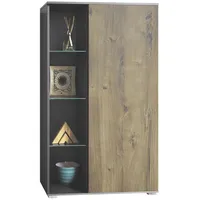 Vladon Vitrine, Alteiche, 71.5x134x35 cm, Wohnzimmer, Wohnwände, Vitrinenschränke