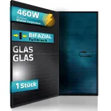 sunniva SUNNIVA® Solarmodul 460 W FULL BLACK Bifazial Glas/Glas PV Modul Solarpanel PMax 460W Bifacial N-Type, für Balkonkraftwerk oder PV Solar Anlage