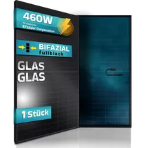 sunniva SUNNIVA® Solarmodul 460 W FULL BLACK Bifazial Glas/Glas PV Modul Solarpanel PMax 460W Bifacial N-Type, für Balkonkraftwerk oder PV Solar Anlage
