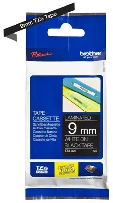 TZ e325 - White On Black - Roll (0.9 cm x 8 m) 1 Cassette(s) Laminated Tape