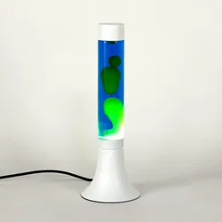 Licht-Erlebnisse Lavalampe YVONNE Blau Gelb 38cm hoch mit Kabelschalter stimmungsvoll dekorative Tischleuchte Jugendzimmer, LA558510WH