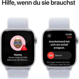 Apple Watch Series 10 GPS 42 mm Aluminiumgehäuse silber Sport Loop blaue Wolke