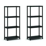 KETER Plus Regal 60/4, 2er-set, 4 Böden, 60×30×135 cm schwarz, Kunststoff