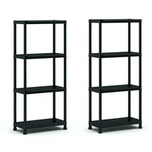 KETER Plus Regal 60/4, 2er-set, 4 Böden, 60×30×135 cm schwarz, Kunststoff