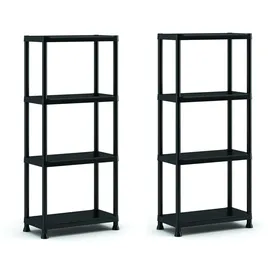 KETER Plus Regal 60/4, 2er-set, 4 Böden, 60×30×135 cm schwarz, Kunststoff