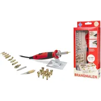 Pebaro 0262 Brandmalkolben mit An/Aus-Funktion 9 Brennstempel 9 Spitzen Lötspitze Styropormesser