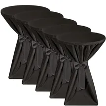 Beautissu Stehtischhusse Premium Schwarz 80 x 145 cm