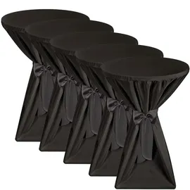 Beautissu Stehtischhusse Premium Schwarz 80 x 145 cm
