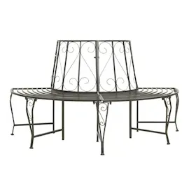 vidaXL Baumbank Halbrund 160 x 61 x 89 cm Grau