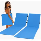 Intimo Living 2er Set Strandliege klappbar leicht – Bequeme Strandmatte mit Rückenlehne – Strandliege faltbar leicht mit Tasche – Verstellbarer Liegestuhl für Strand & Freibad (Blau, 152x51cm)