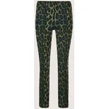 Madeleine Leggings Gerade Jersey-Leggings mit Animal-Print Petrol/Schwarz 18