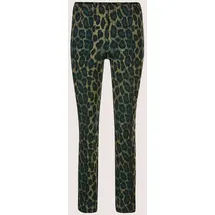 Madeleine Leggings Gerade Jersey-Leggings mit Animal-Print Petrol/Schwarz 18