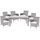 MCW Poly-Rattan-Garnitur Hamar, Gartenmöbel Balkon-Set Sitzgarnitur ~ grau, Kissen creme