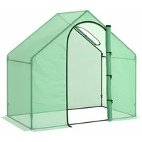 Gewächshaus Mit Fernster, Rolltür, Winterfest Foliengewächshaus Aus Stahl, Treibhaus Für Balkon, Garten, Tomatenhaus 180 X 100 X 168 Cm, Tomatengewächshaus Für Tomaten, Gemüse, Dunkelgrün - Outsunny