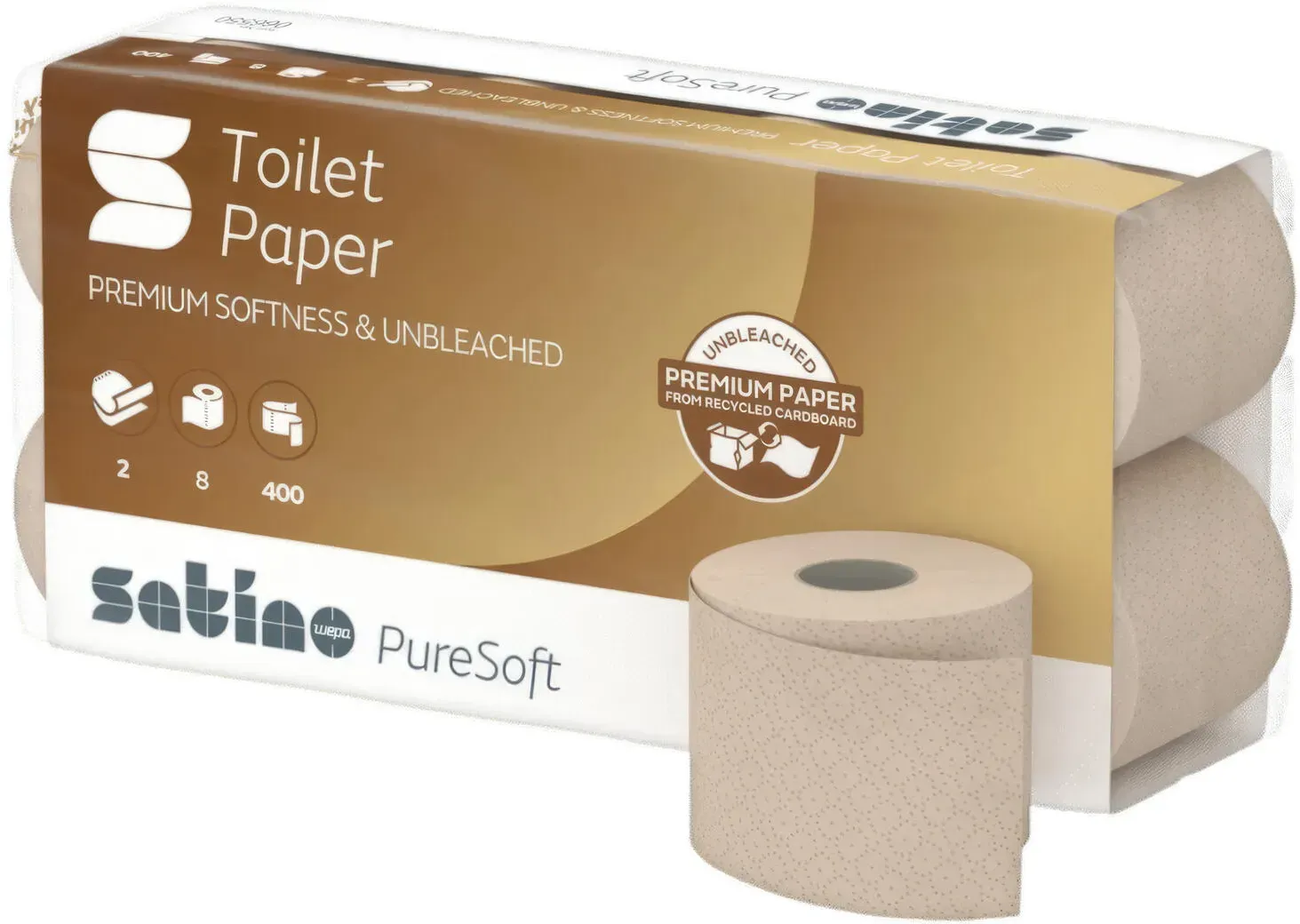 Puresoft Toilettenpapier 2-lagig aus 100% recyceltem Karton, System MT1, 64 Rollen je 250 blatt