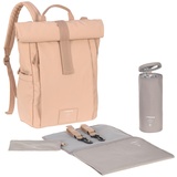 Lässig Wickeltasche Rucksack mit Wickelunterlage, Kinderwagenbefestigung, Flaschenhalter nachhaltig produziert/GRE Rolltop Up Backpack peach rose