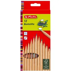 herlitz Buntstifte, 12er Kartonetui, Naturholz