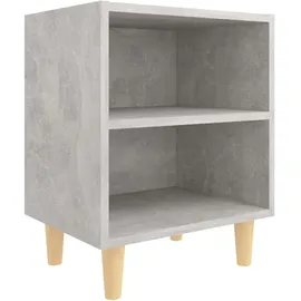 vidaXL Nachtschrank mit Massivholz-Beinen 40 x 30 x 50 cm Betongrau