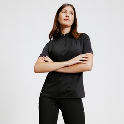 Reit-Polohemd kurzarm Damen - Heritage schwarz, schwarz, XL