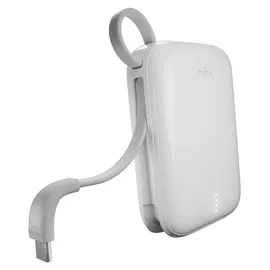 PURO Power Link 10 Plus 10000 mAh Powerbank 10000mah Usb-a/usb-c mit integriertem USB-C-Kabel – Weiß