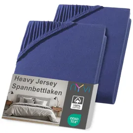 nyvi Spannbettlaken DreamScience Heavy Jersey 120 x 200 - 130 x 200 cm navyblau 2 St.