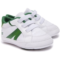 LACOSTE Baby Schuhe - L004 Cub, Krabbelschuhe, Sneaker, Textil mit Kunstleder Weiß/Grün EUR 19