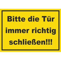 Aufkleber Bitte die Tür immer richtig gelb-schwarz A0 (841x1189mm)
