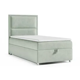 Best For Home Boxspringbett mit Bettkasten Trinity K11-SINGLE 100x200 Bonellfederkern inkl. Topper | Mintgrun | Grün