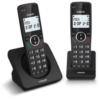 VTech ES2001 DECT Telefon Schnurlos 2 Mobilteile mit Anrufsperre, Lautstärkeregelung, Anrufer-ID/Anklopfen, 18 Stunden Gesprächszeit, Kurzwahl, hintergrundbeleuchtetes Display & Tastatur, ECO-Modus