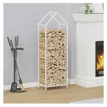 vidaXL Kaminholzregal Kaltgewalzter Stahl 40 x 25 x 120 cm Weiß