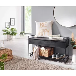 FineBuy Sitzbank 90 x 52 x 38 cm schwarz / schwarz