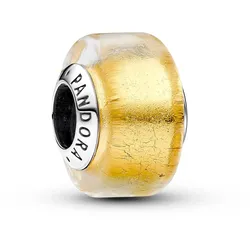 Pandora 793353C00 Charm Silber Muranoglas Goldfarben Mini