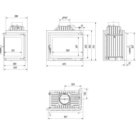 Kratki Kamineinsatz Gusseisen Schwarz