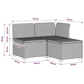 vidaXL 3-Sitzer Garten Sofa 0 x 0 x 0 cm Weiß