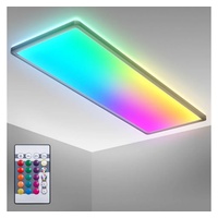 B.K.Licht LED Panel, dimmbar flach, LED Lampe, Wohnzimmerlampe, Schlafzimmerlampe, 58x20x3 cm, Schwarz