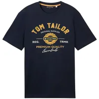 Tom Tailor Herren T-Shirt mit Logo-Print, blau, Logo Print,