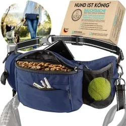 HUND IST KÖNIG ® Bauchtasche für Leckerlis & Hundezubehör dunkelblau