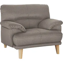 Sessel TRENDMANUFAKTUR "Cecilia, Loungesessel, italienisches Design, bequeme Armlehnen", braun (tan), B:112cm H:87cm T:90cm, Sessel, aufwendige Rückenverarbeitung für hohen Sitzkomfort, Holzfuß