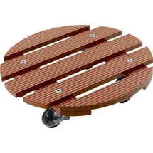 Metafranc WPC-Pflanzenroller Ø 300 mm-60 kg Tragkraft-Braun-PP-Räder-Feststeller-Witterungsbeständig/Outdoorroller/Untersetzer mit Rollen/Transporthilfe für Pflanzen / 825120
