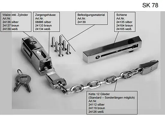 Ersatzteile für Türkette Abus SK78 (Ersatzteil: Befestigungsmaterial Nr. 24139)